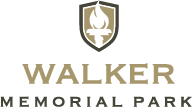 Walker Memorial Park logo with a gold shield and dove above the name in gold and black text