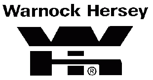 A black and white logo for warnock hersey on a white background.