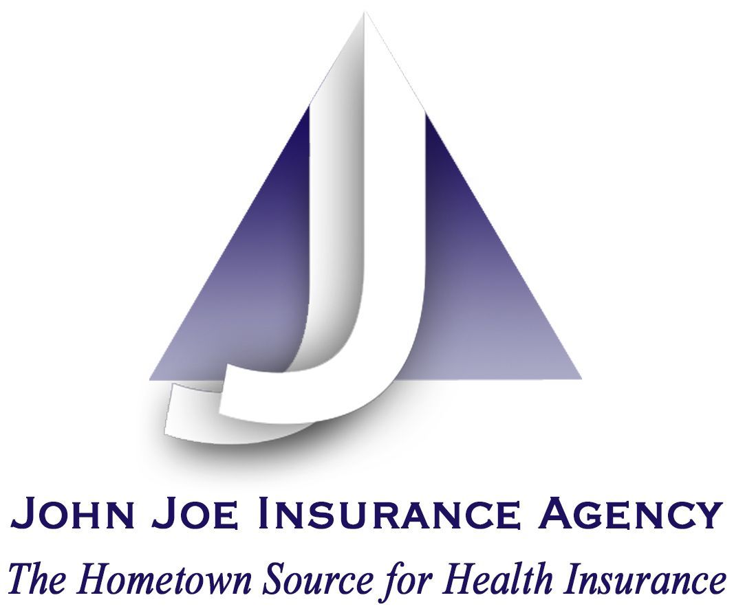 John Joe Insurance Agency logo with purple abstract sail icon and tagline “The Hometown Source for Health Insurance”