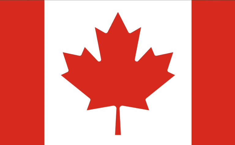 The national flag of Canada, featuring a red maple leaf on a white square centered between two red vertical bars.