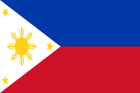 The flag of the Philippines, featuring a white triangle with a golden sun and stars on blue and red horizontal bands.