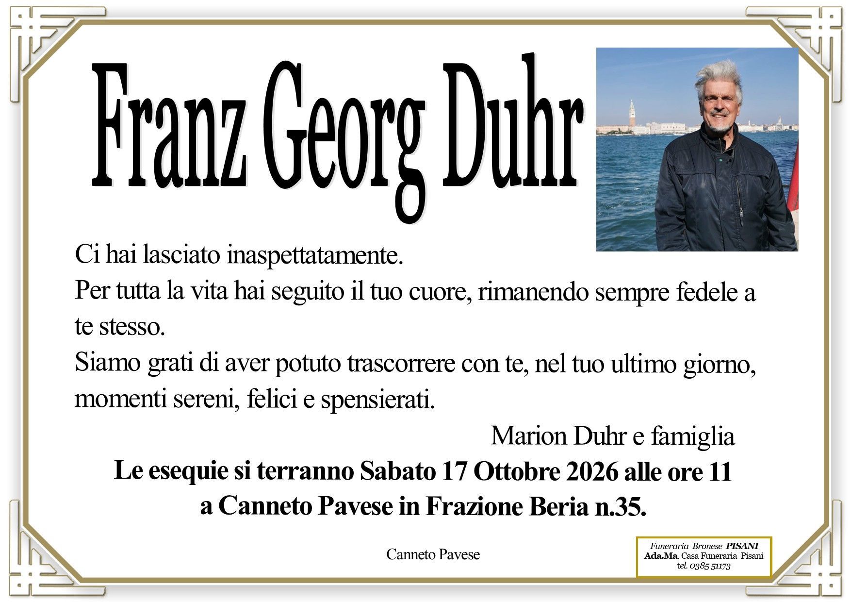 necrologio Franz Georg Duhr