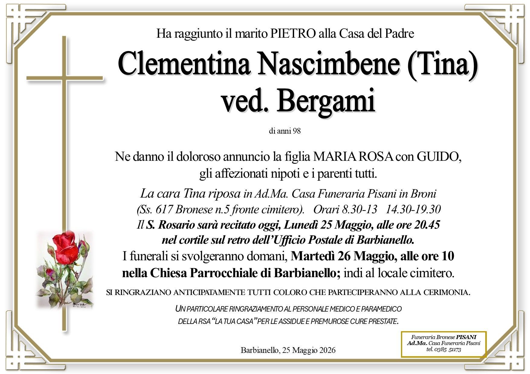 necrologio Clementina Nascimbene