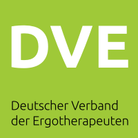 A green and white logo for dve deutscher verband der ergotherapeuten