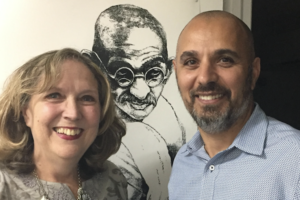 Cynthia Lukas with Gandhi's grandson