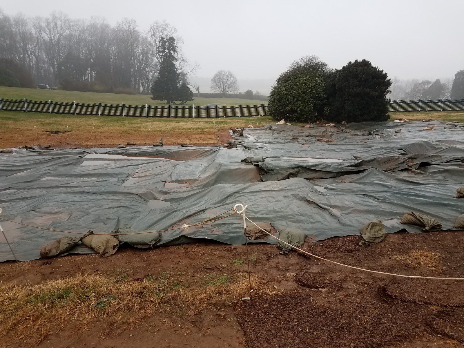 soil wrapped with ropes in the site