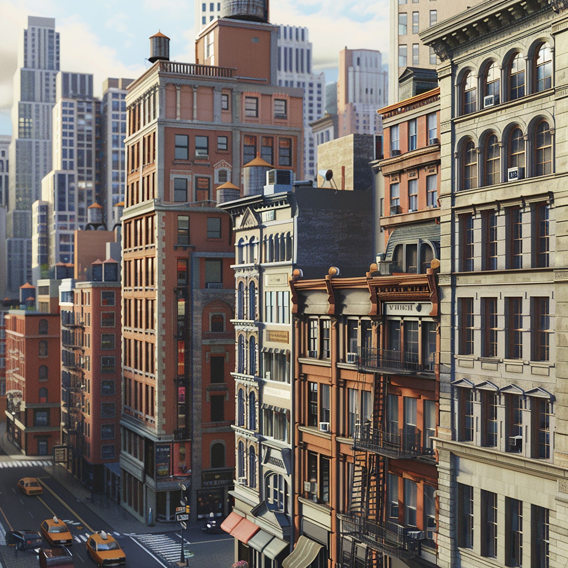 An aerial view of a city with a lot of tall buildings