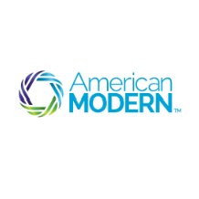 American Modern logo: A circular shape with overlapping blue, purple, and green lines, text