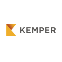 Kemper logo: yellow geometric shape with the word
