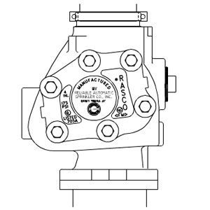 Black-and-white technical drawing of a machine assembly with labeled bolts and central plate.