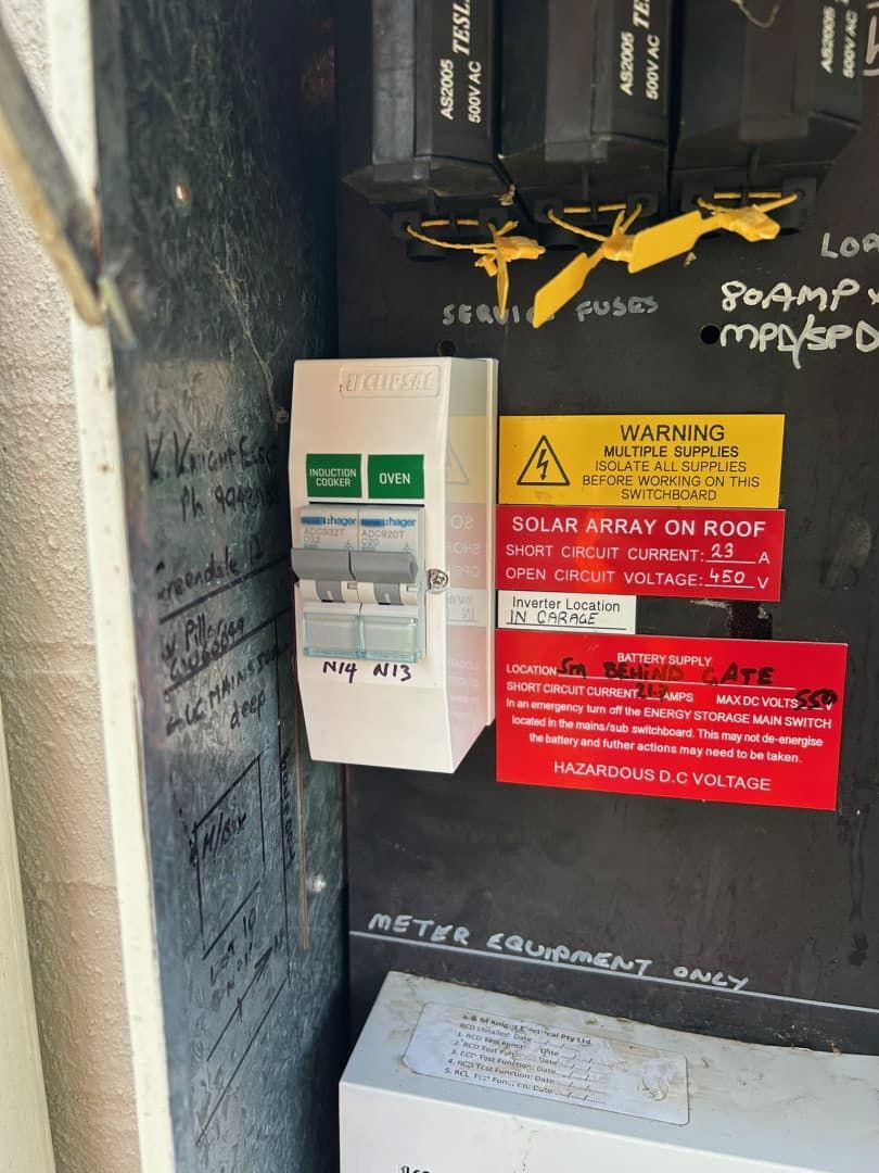Electrical Panel With Labels and Switches — Fry Electrical In Lake Macquarie, NSW