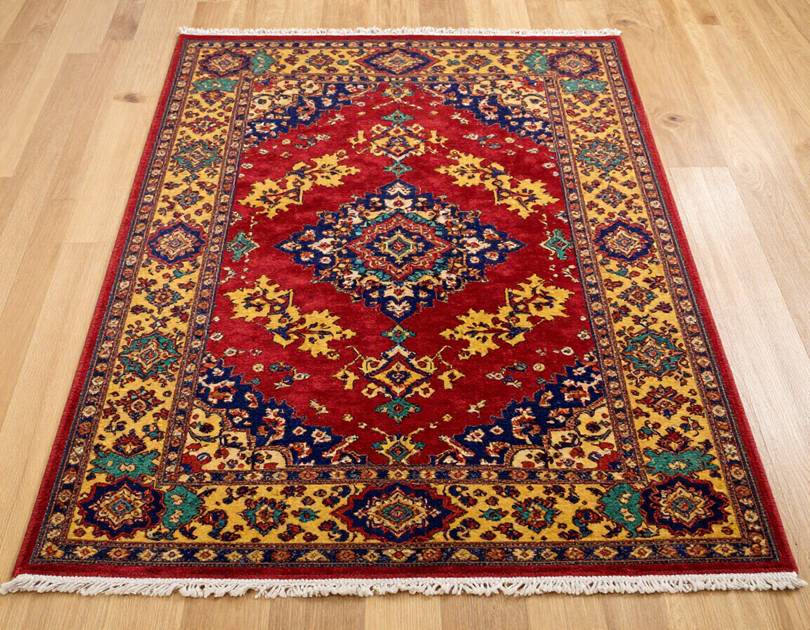 Freshly cleaned ornate Persian area rug