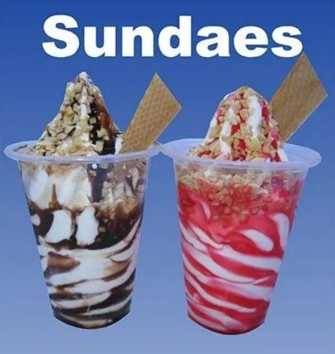 Two Cups of Sundaes on a Blue Background — Frosty Whip in Rasmussen, QLD