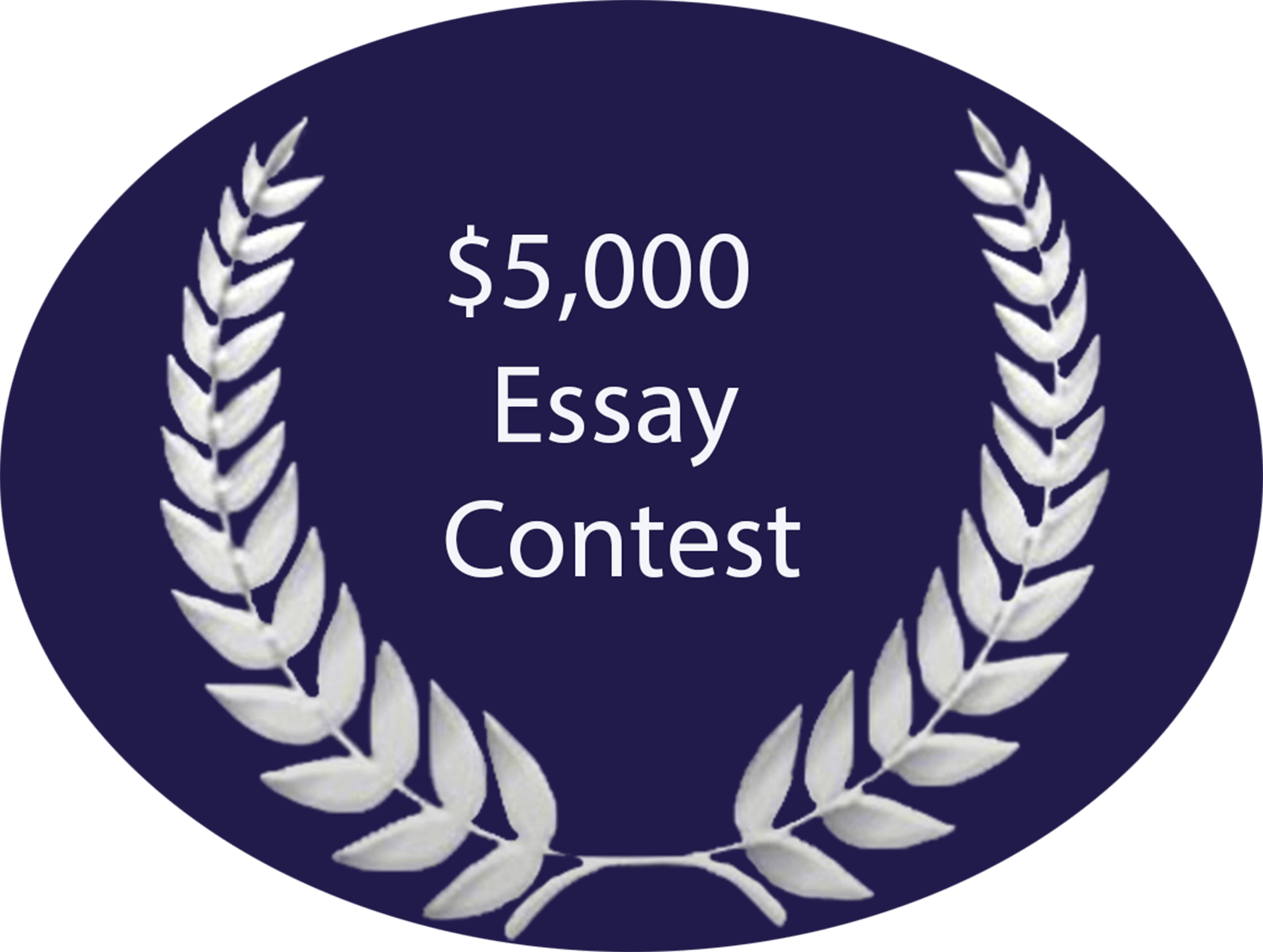 A laurel wreath with $ 5,000 letter contest written on it