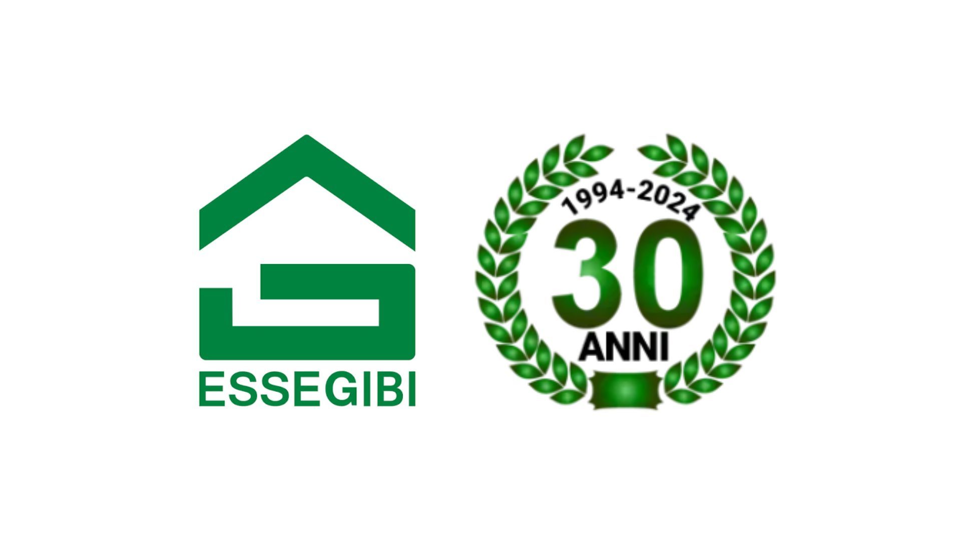 Logo ESSEGIBI verde con un tetto di casa stilizzato e una sigla geometrica.