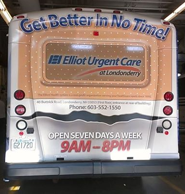 The back of a bus that says get better in no time