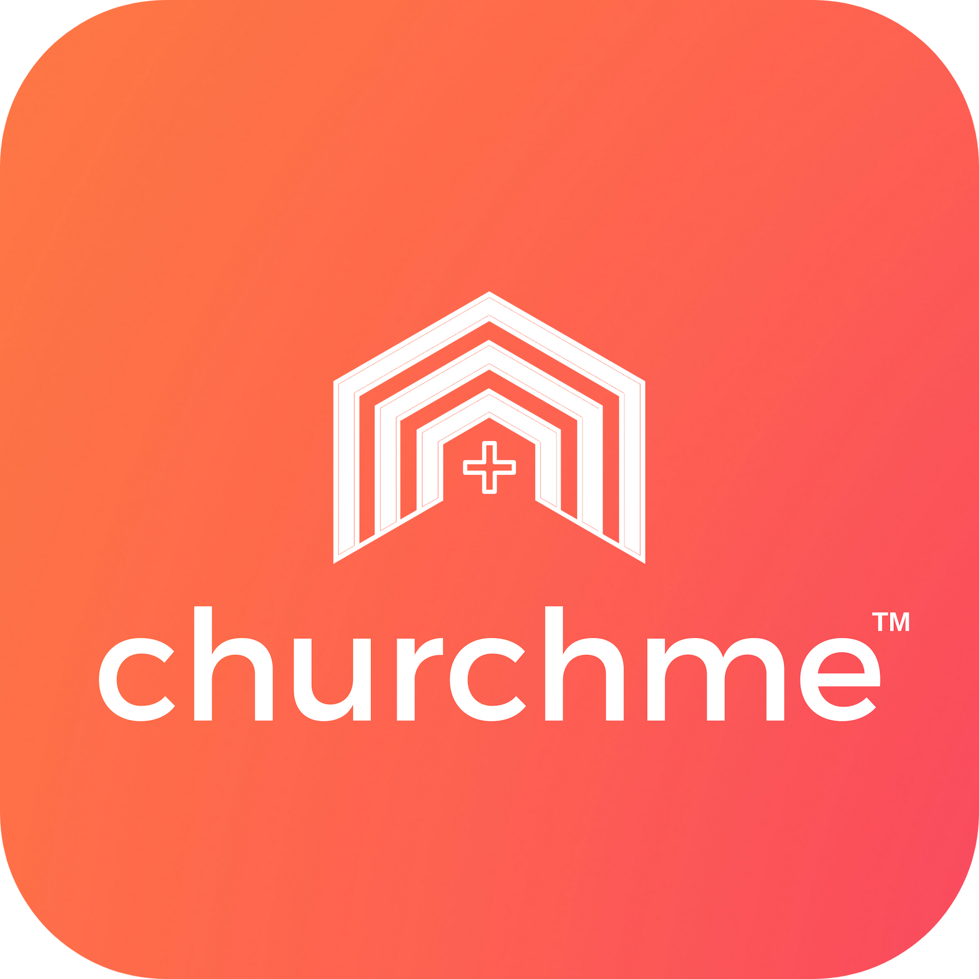 The churchme logo is on a red background