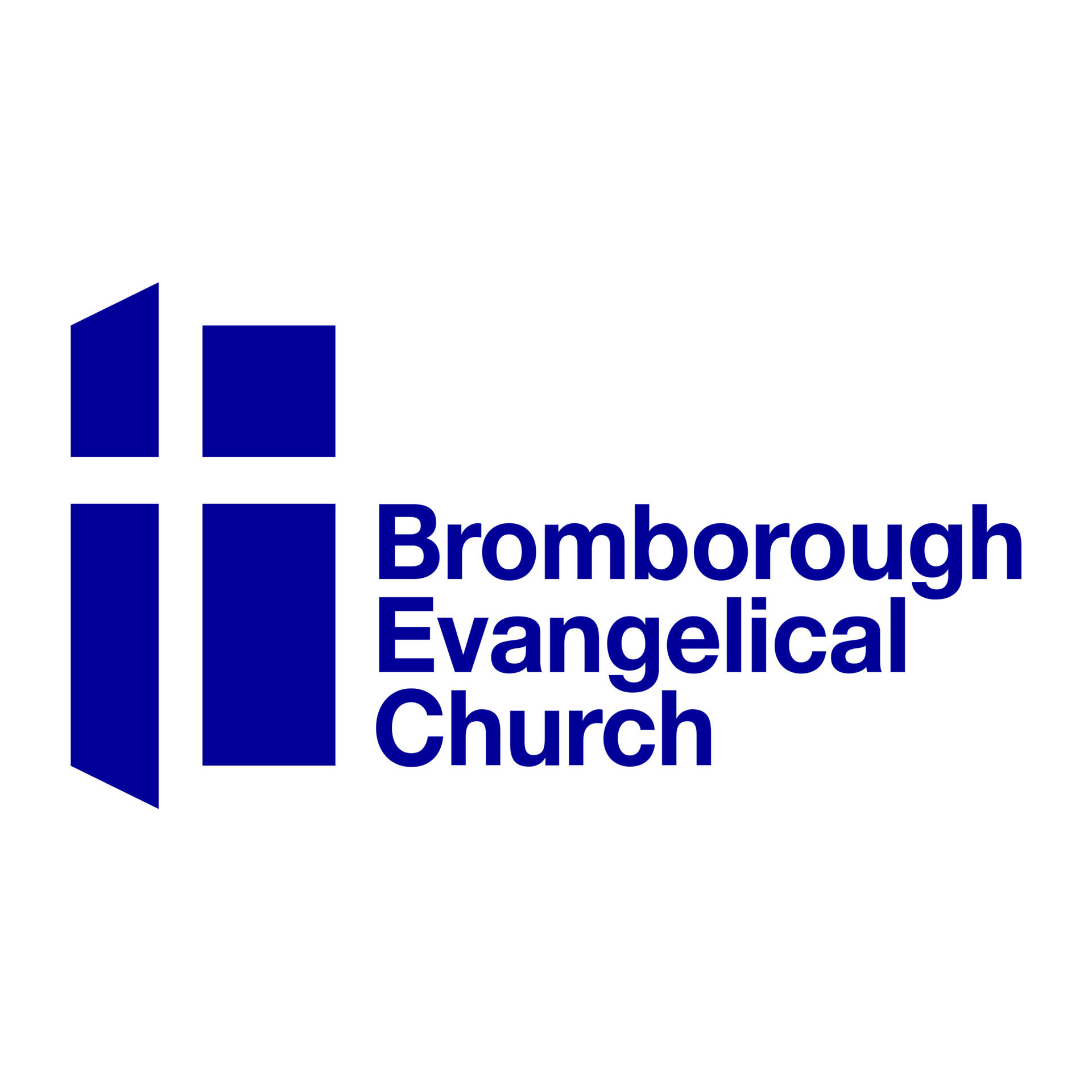 The logo for bromborough evangelical church has a cross on it.