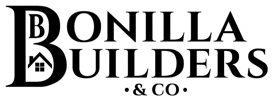 Bonilla Builders & Co. logo in black with a house icon inside the B