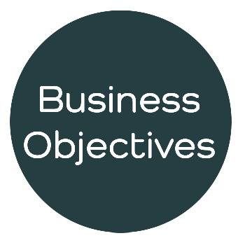 A dark teal circle containing the white, centered text