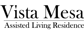 The Vista Mesa Assisted Living Residence logo, featuring the name in black serif text with a horizontal line underneath.