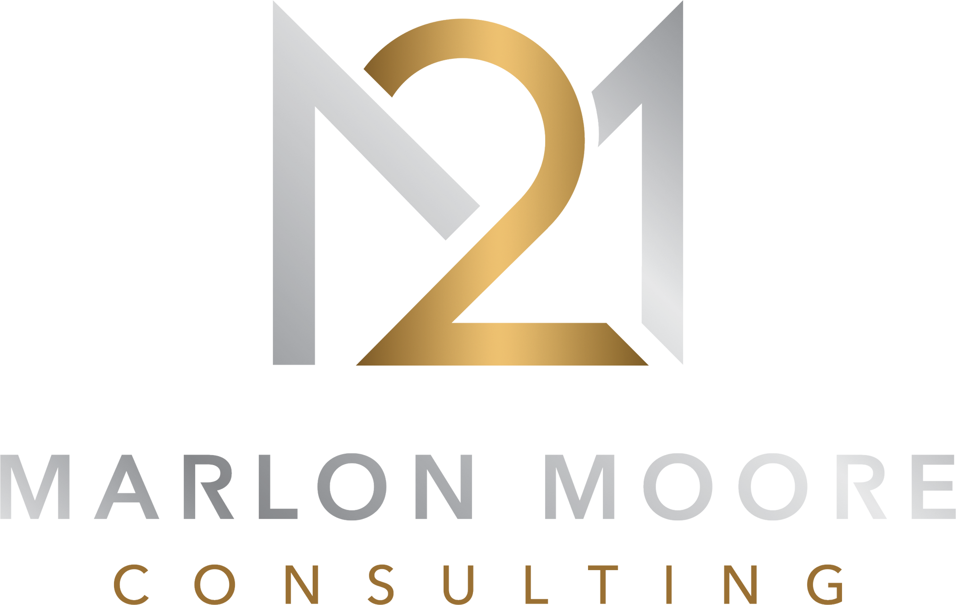 M21 Marlon Moore Consulting logo in gray and gold with stylized initials above the company name.