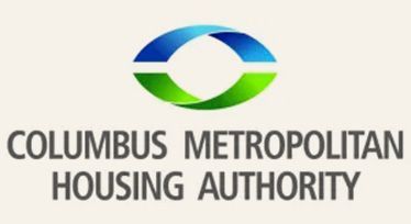Columbus Metropolitan Housing Authority logo with blue and green eye-shaped emblem above text