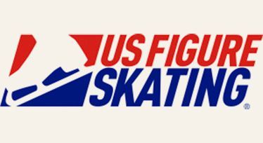 US Figure Skating logo in red, white, and blue text with stylized skater graphic