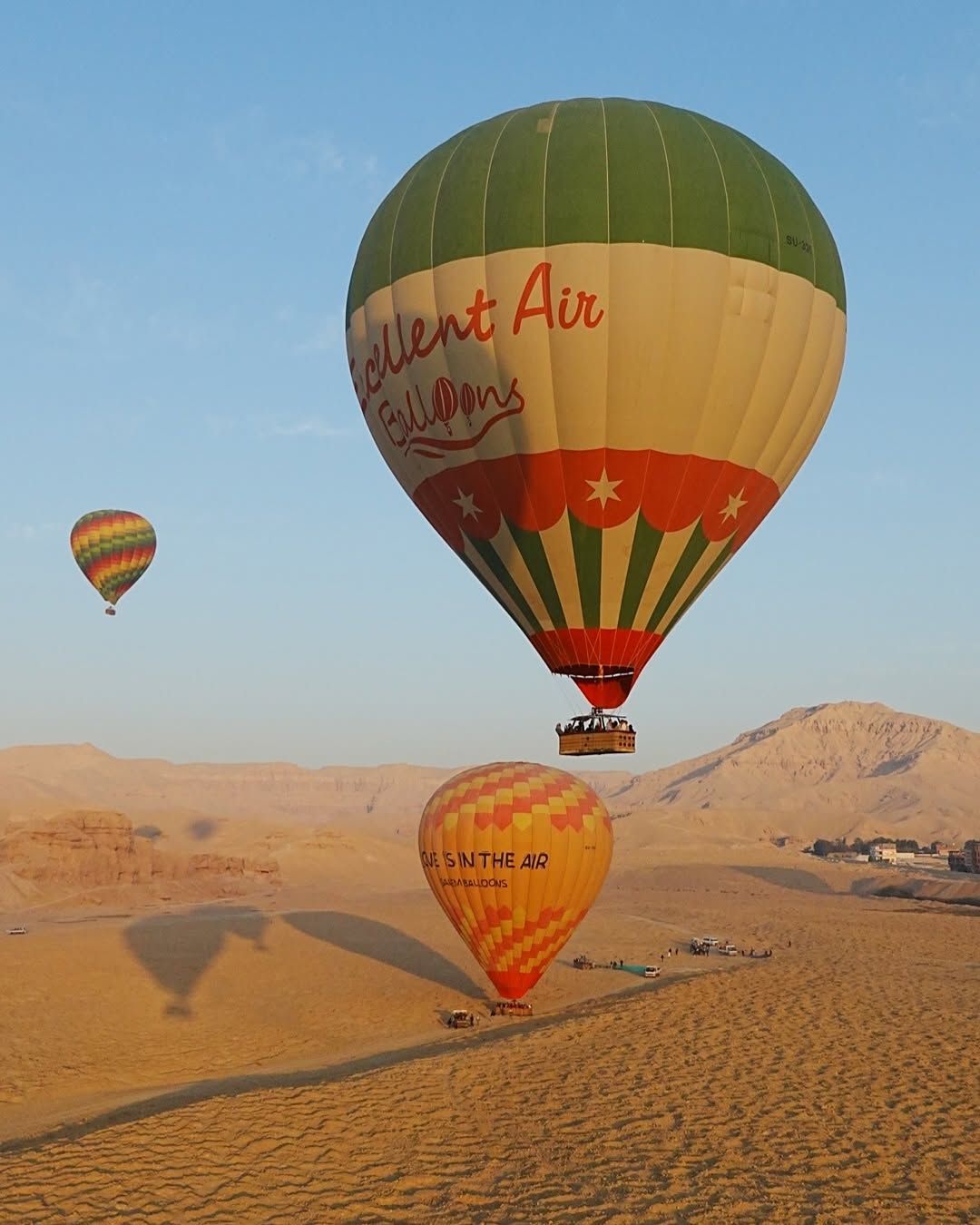 Sunrise landscape seen from a hot air balloon in Luxor