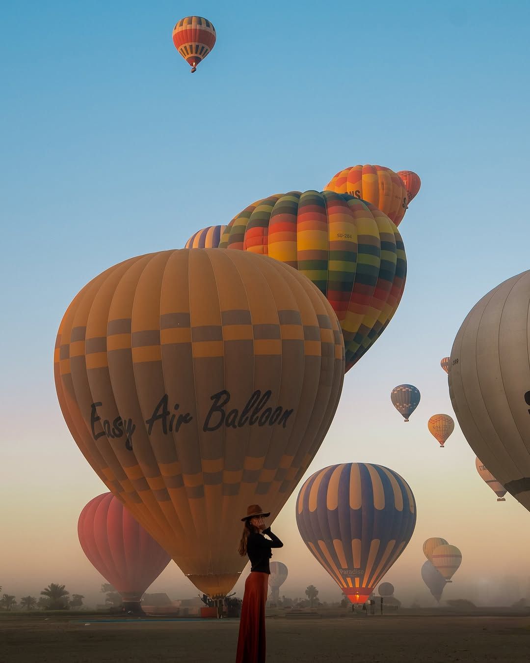 Hot air balloon above the Nile Valley in Egypt