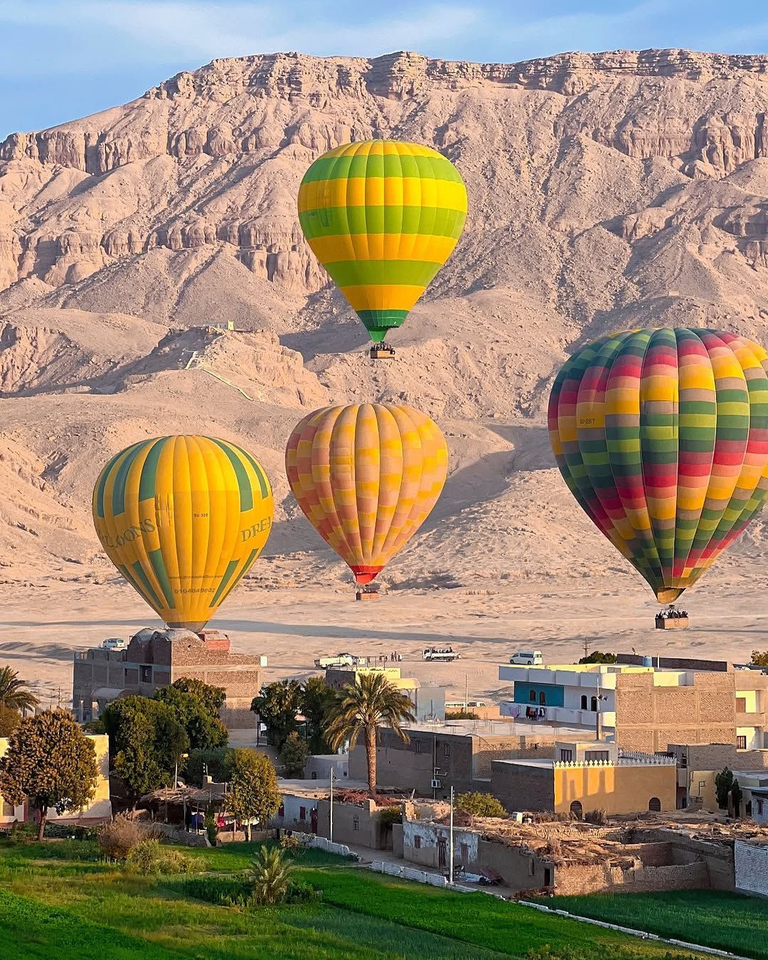View of ancient monuments from a Luxor balloon ride