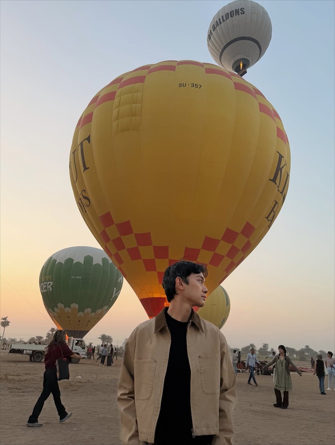Hot air balloon flight over the ancient Theban landscape