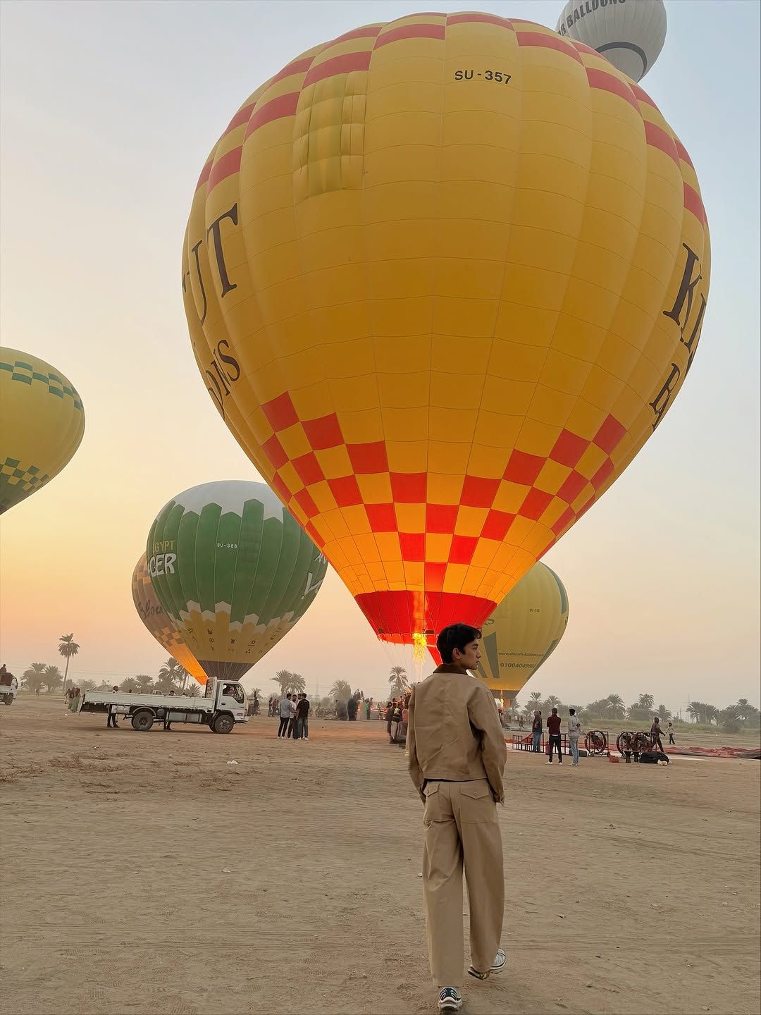 Balloon being inflated before a Luxor sunrise flight