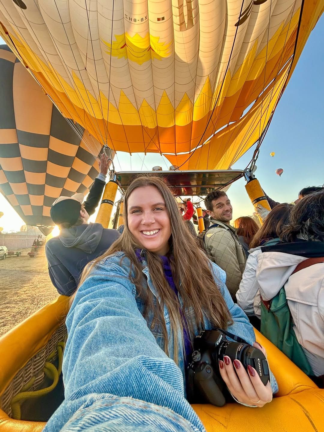 Hot air balloon preparing for takeoff in Luxor