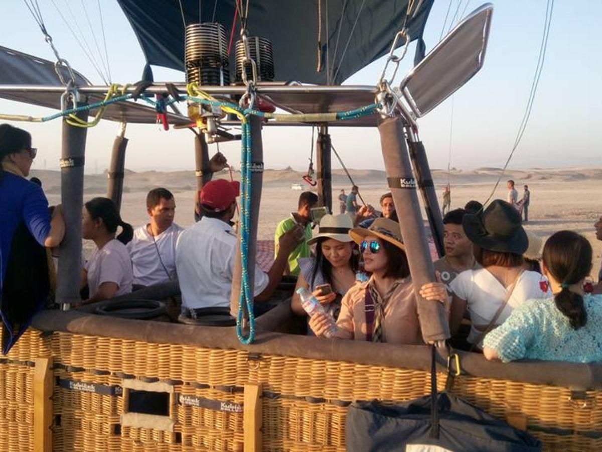 Hot air balloon ride in Luxor Egypt at sunrise