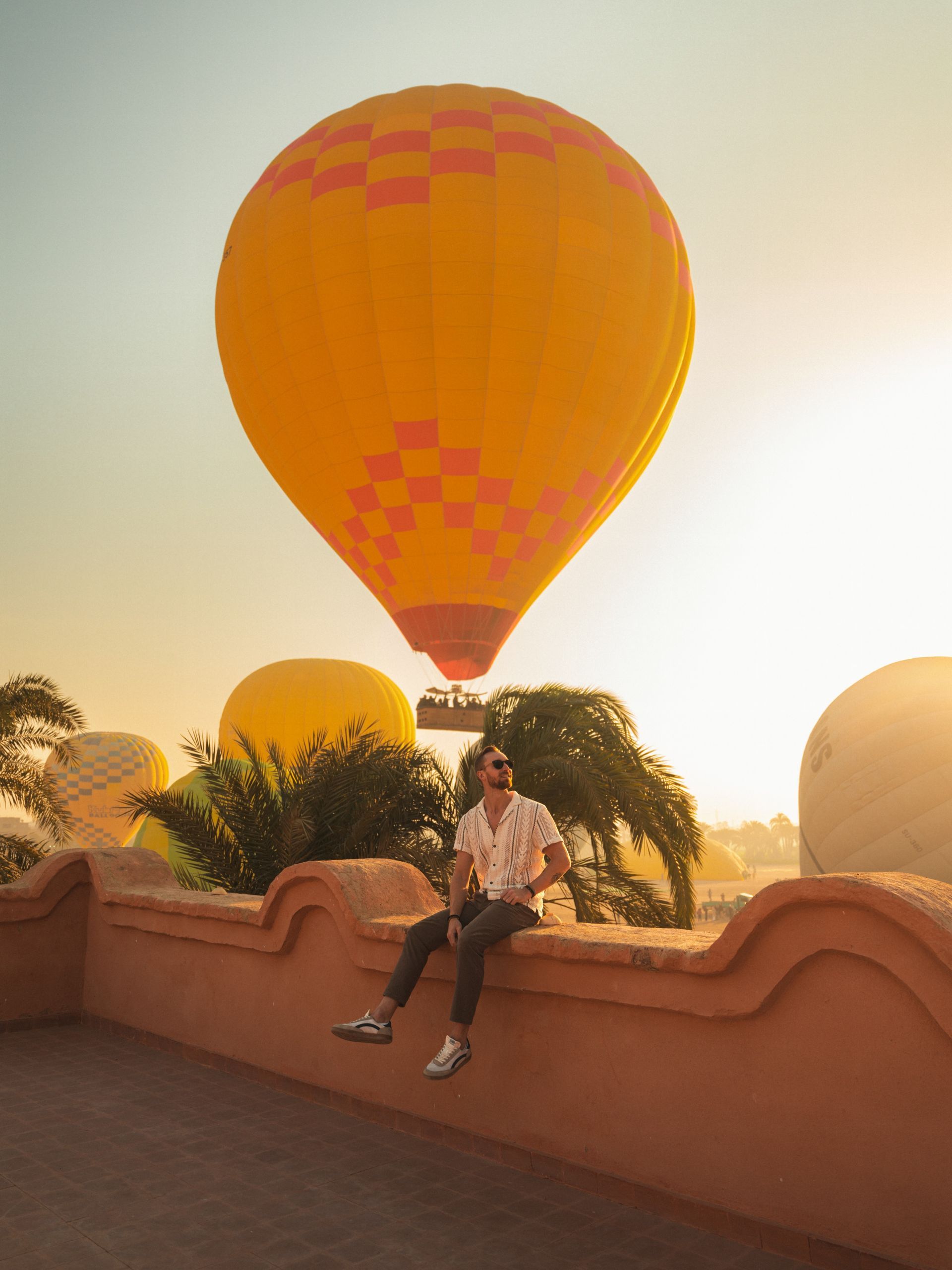 Hot air balloon basket during a Luxor flight