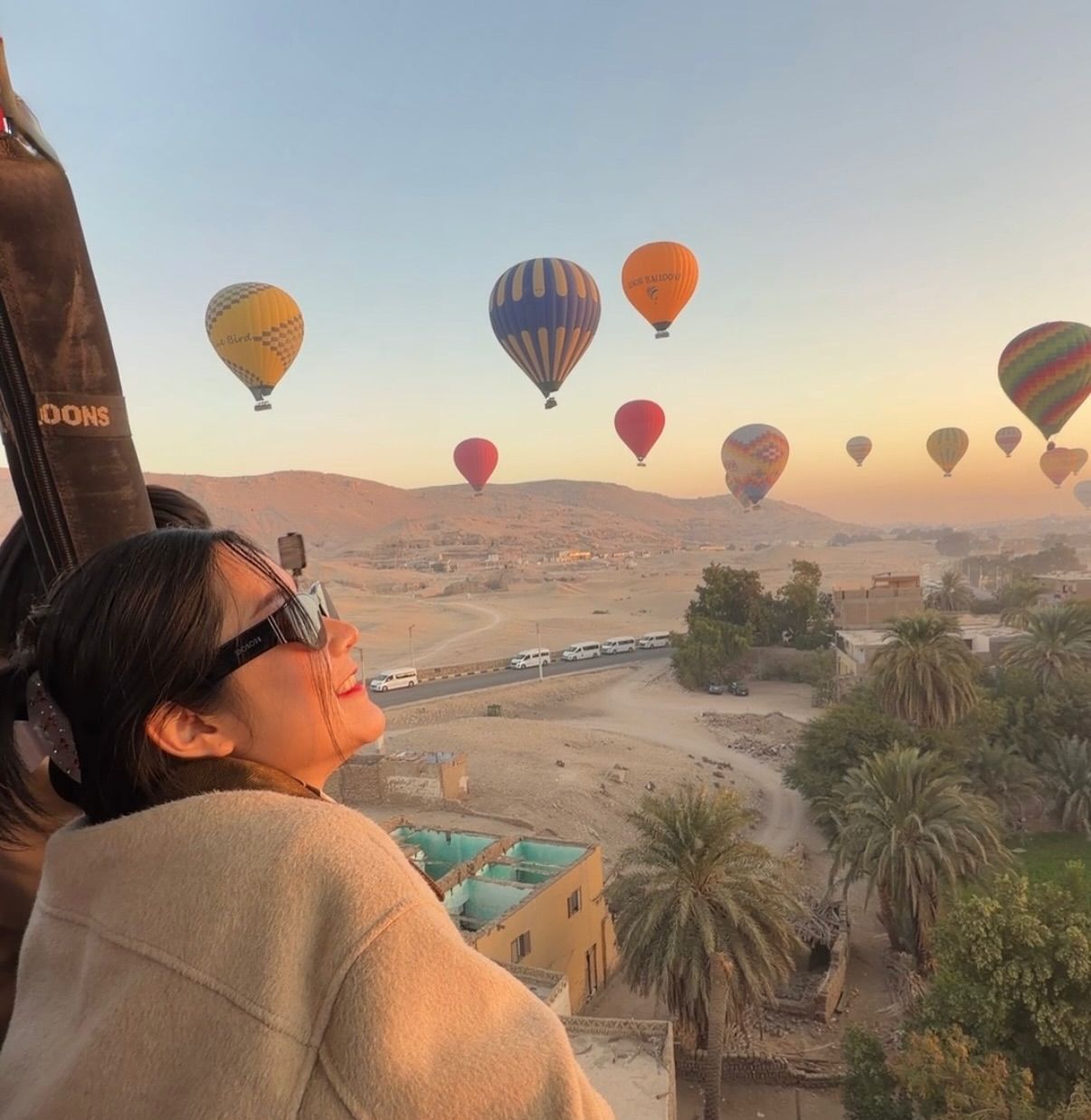 Hot air balloon basket during a Luxor flight