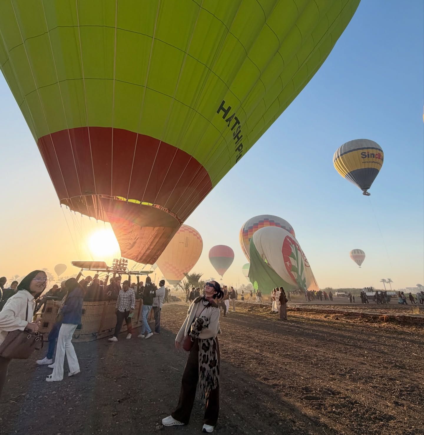 Hot air balloon above the historic landscapes of Luxor