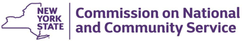 New York State Commission on National and Community Service logo in purple text and emblem