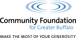 Community Foundation for Greater Buffalo logo with blue rings and tagline “Make the most of your generosity”