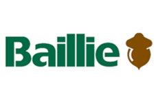 Bailie logo in green text with a brown acorn icon