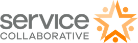 Service Collaborative logo with gray text and an orange starburst symbol