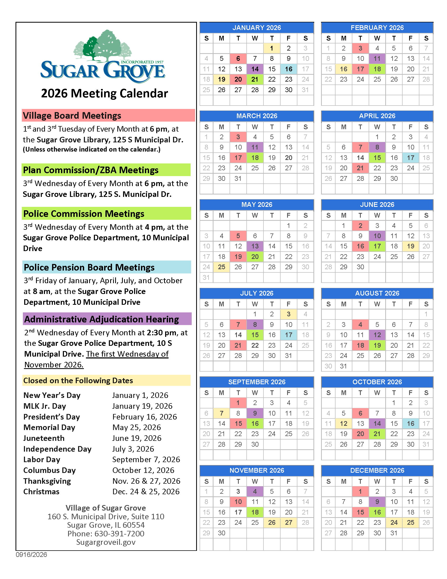 Meeting Schedule 2026