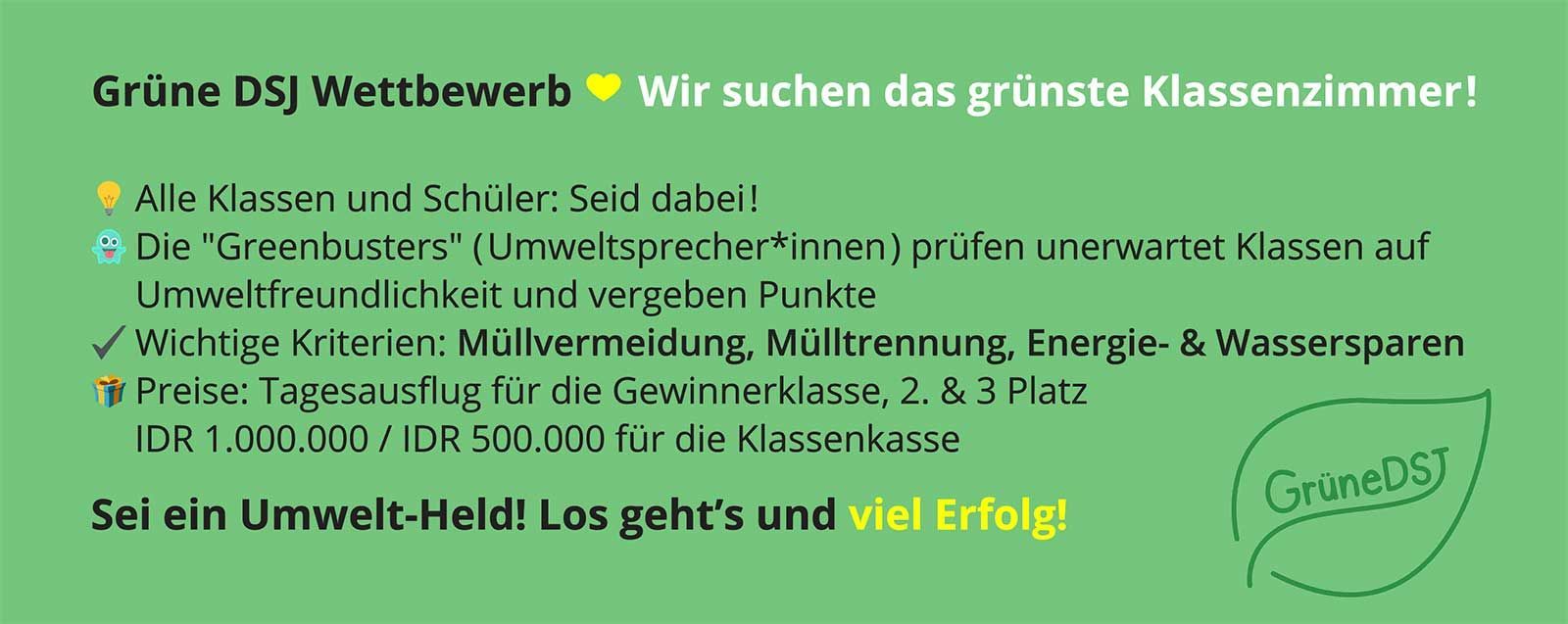 Grüne DSJ Wettbewerb. Wir suchen das grünste Klassenzimmer