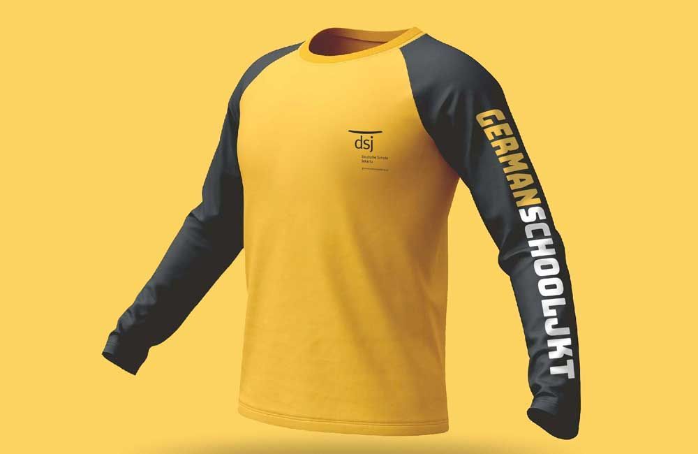 A yellow and black t-shirt with the word german on the sleeve