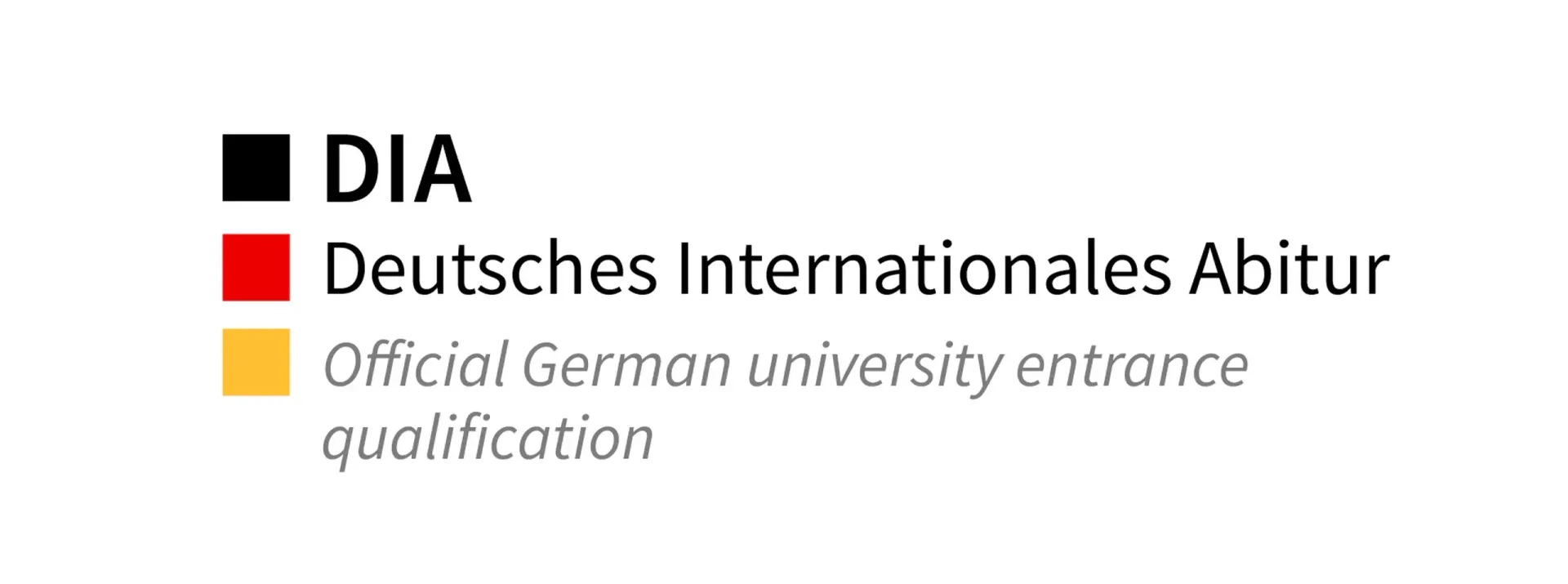 The DIA, Deutsches Internationales Abitur logo with the German colors