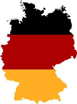 A map of germany with the flag on it