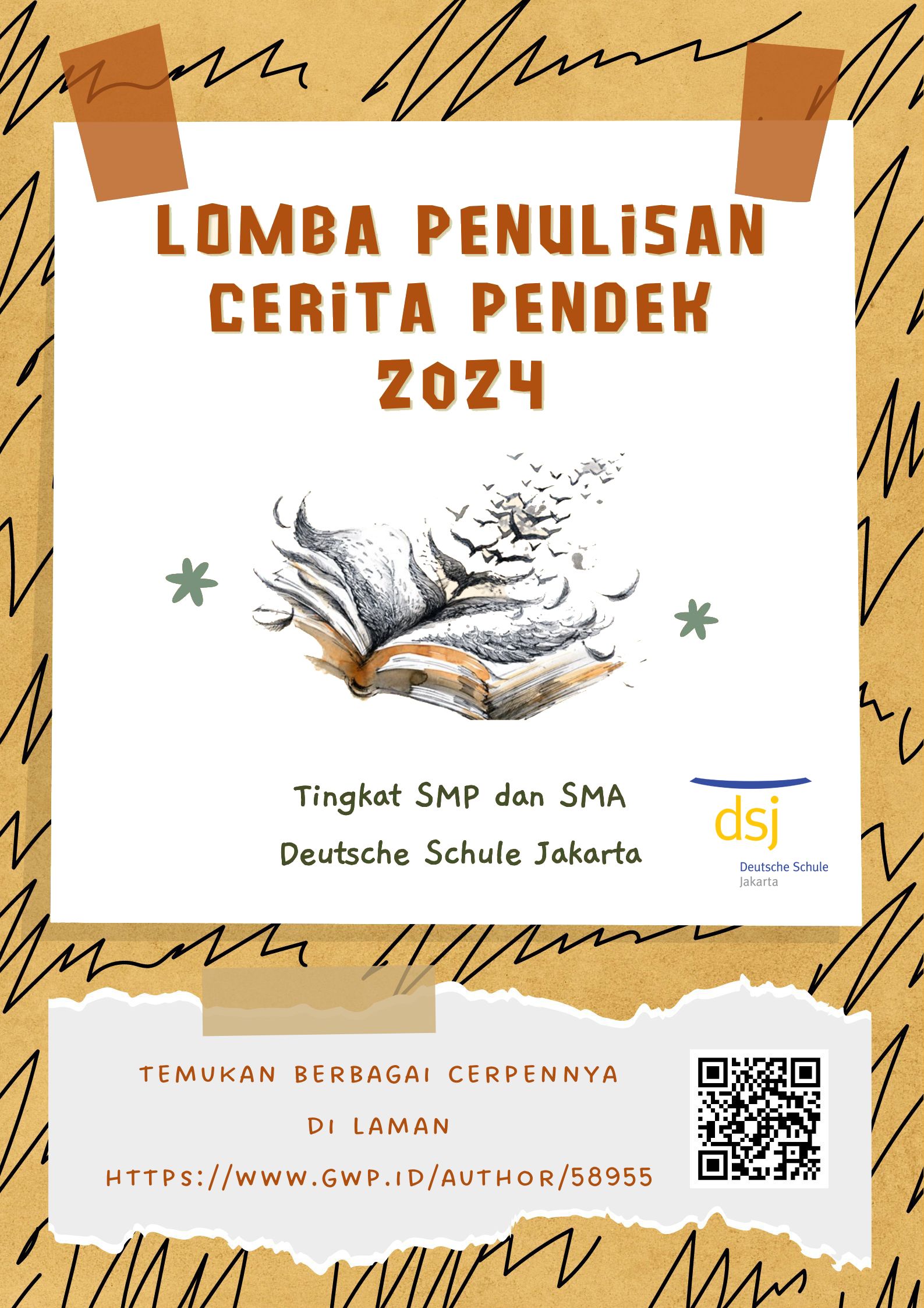 A poster that says lomba penulisan cerita pendek 2024