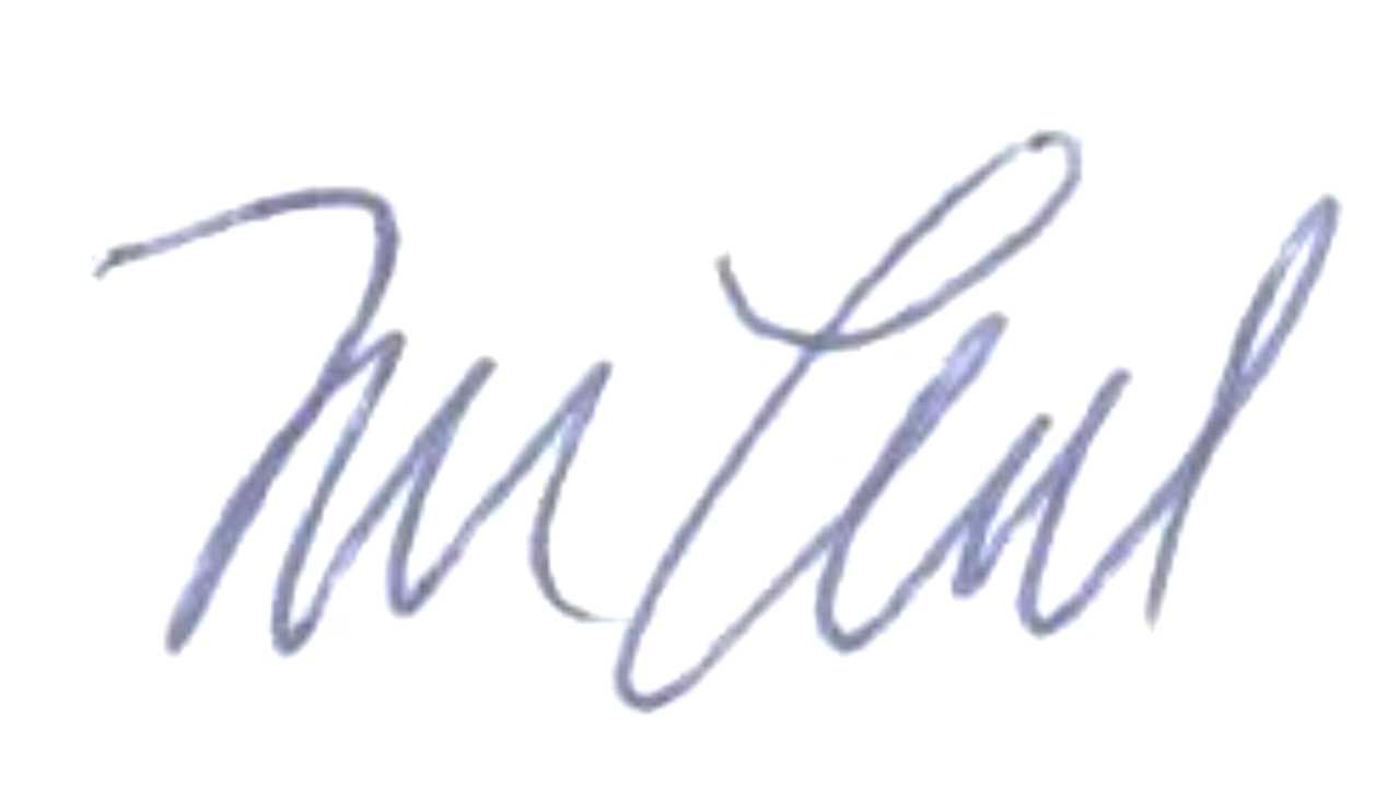 A close up of a person 's signature on a white background.