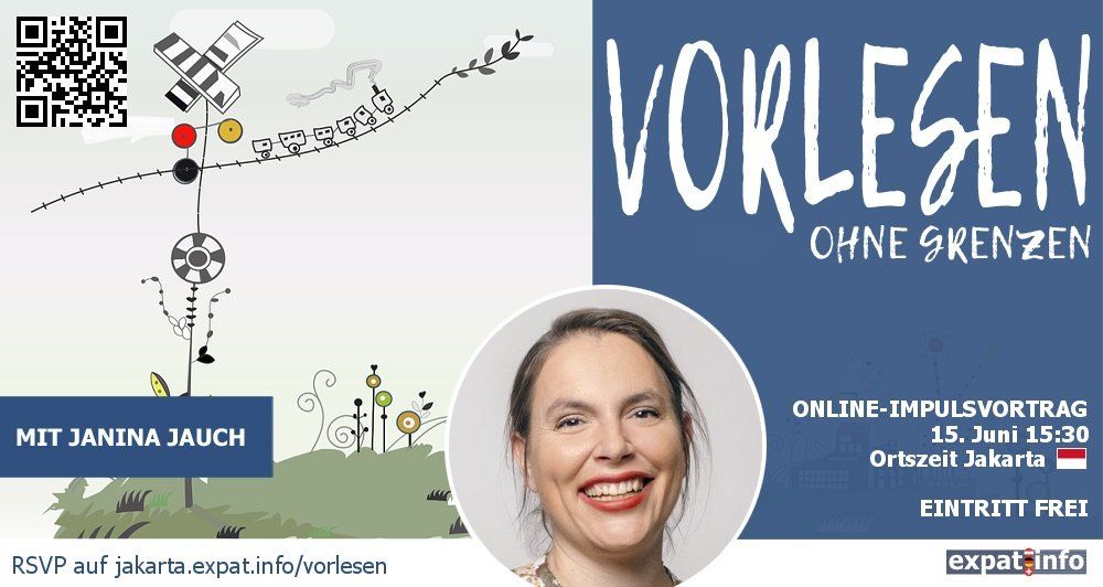 A poster for vorlesen ohne grenzen with a picture of a woman